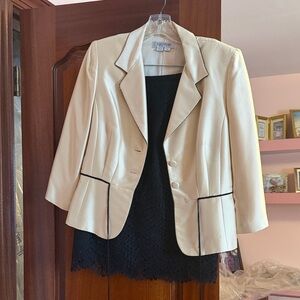 Kay Unger Cream Blazer with Black skirt